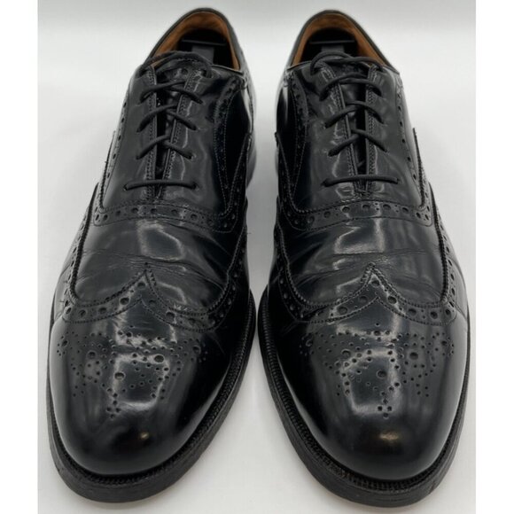 Vtg Johnston & Murphy Aristocraft Black Shell Cordovan Wingtip Size 10C Oxfords main image 11
